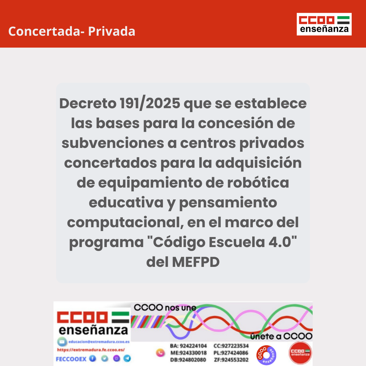 Decreto 191/2025 enseñanza privada concertada