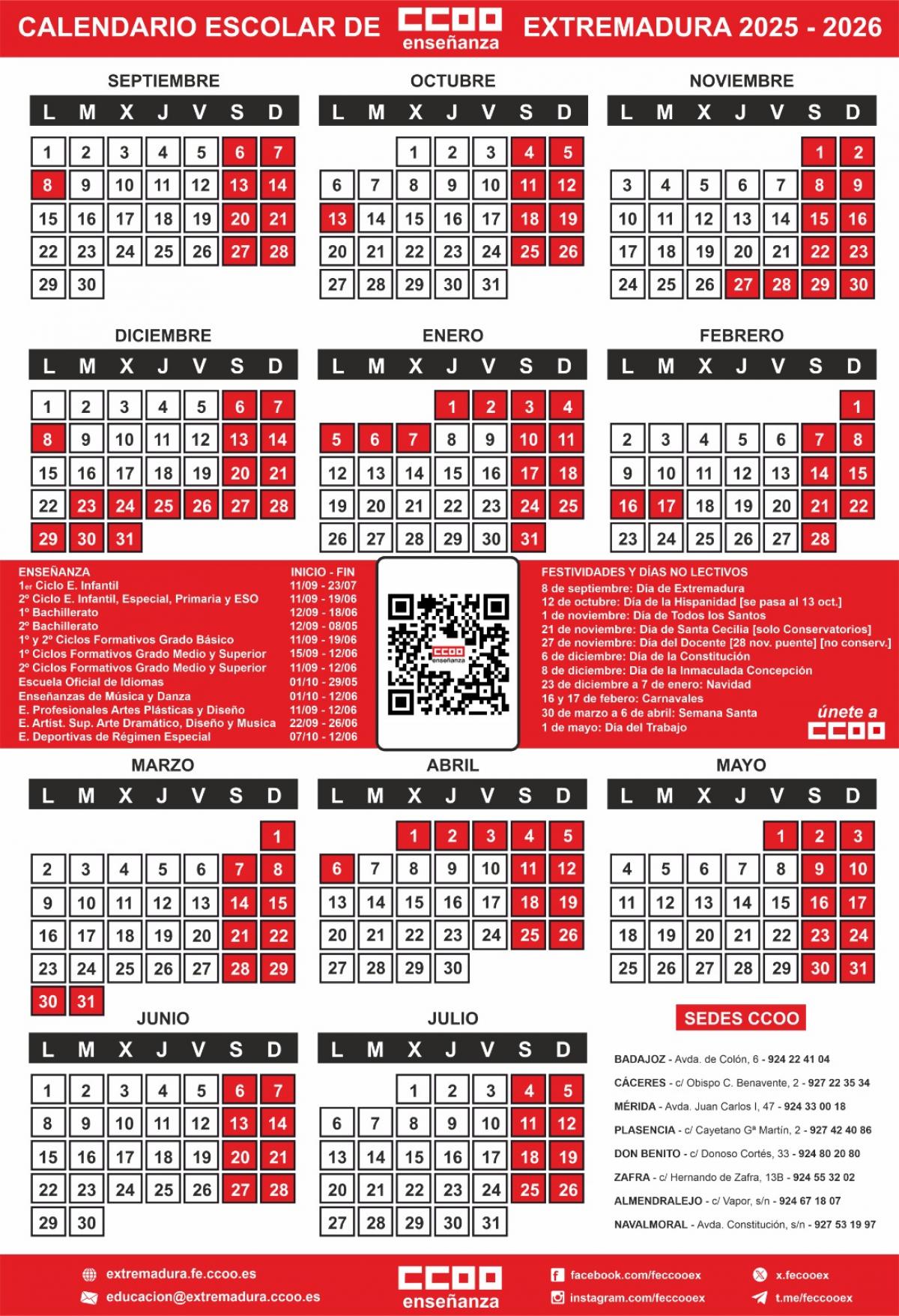Calendario escolar 2025-2026