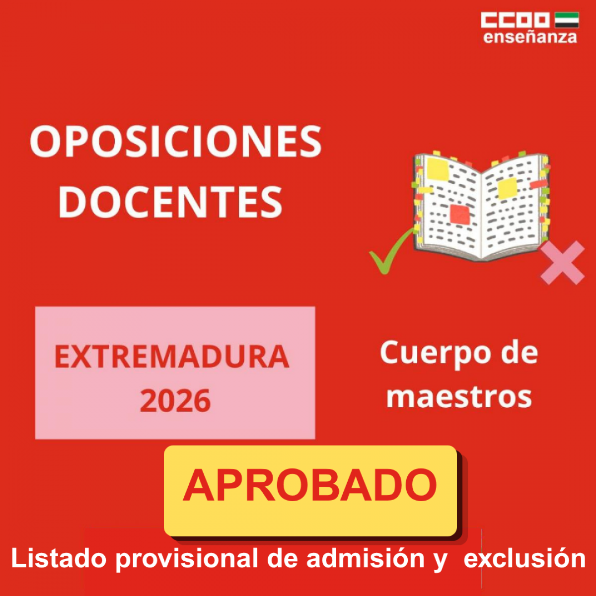Listado provisional de admisión y exclusión