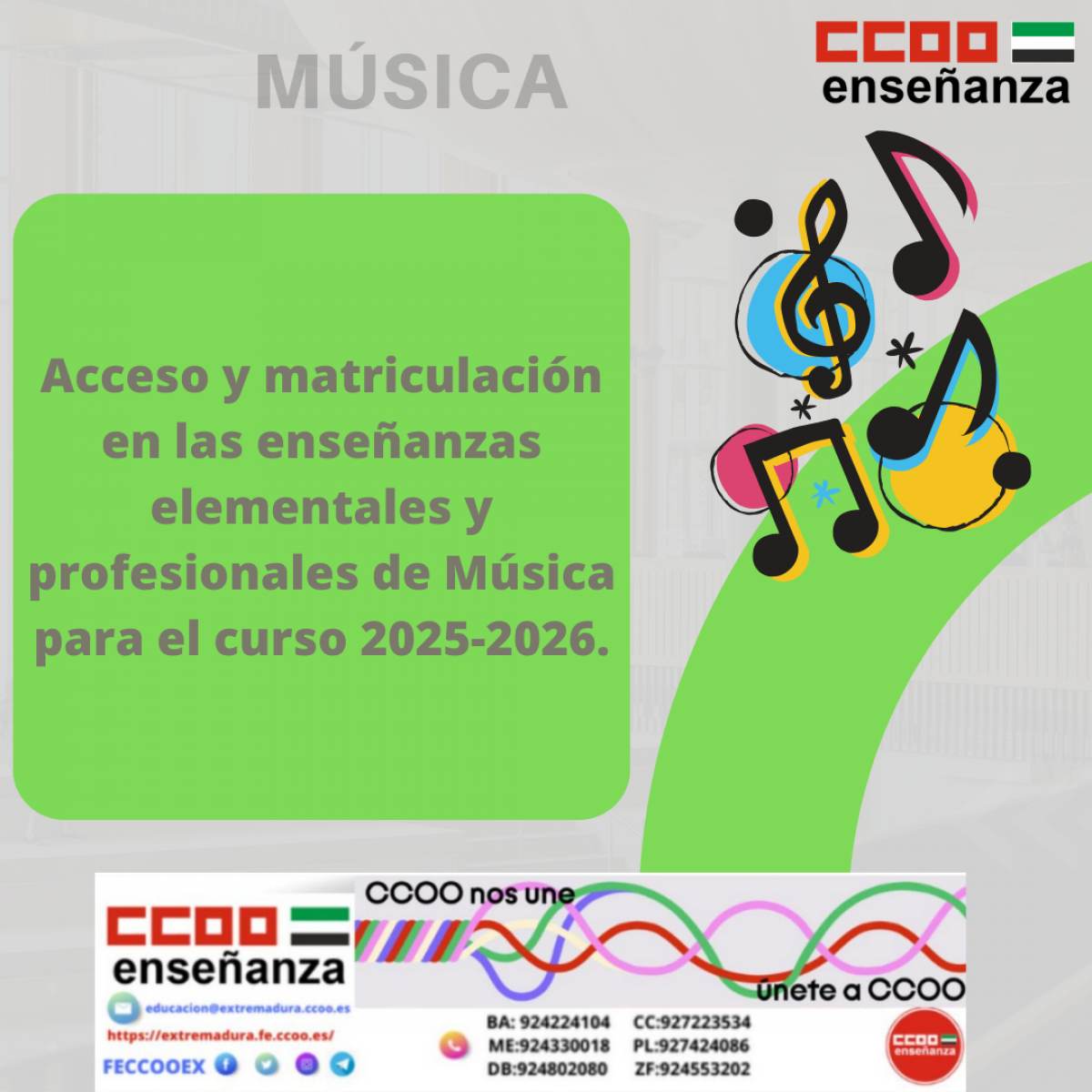Acceso y matriculacin en Msica curso 2025-2026
