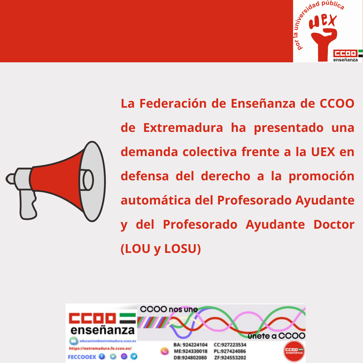 FECOOEX present5a una DEMANDA COLECTIVA frente a la UEX