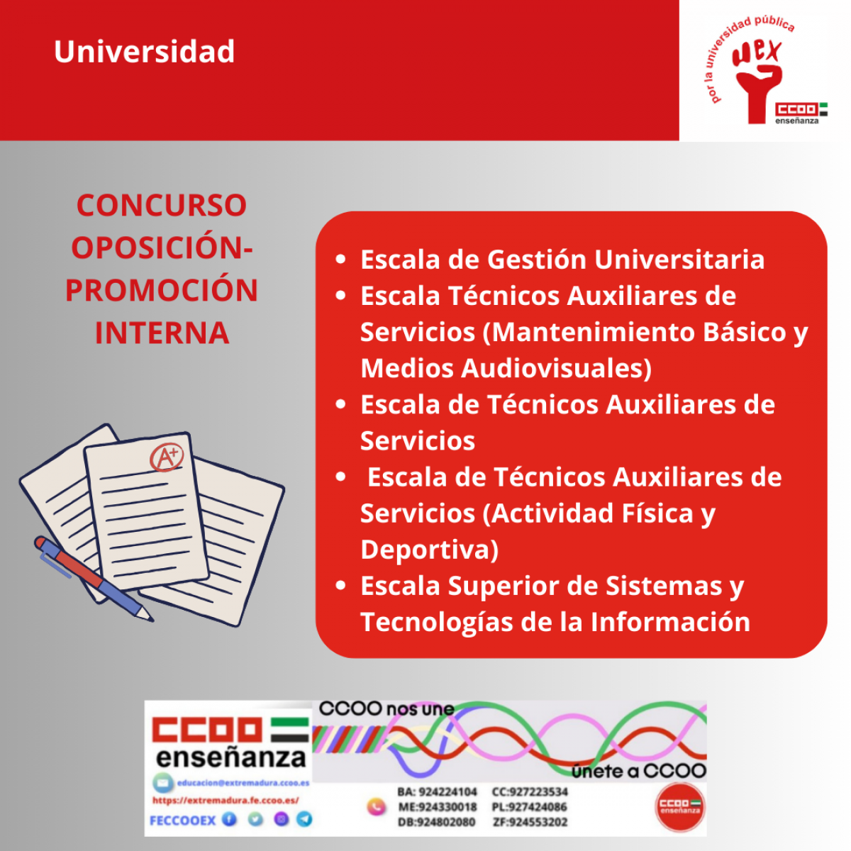 Procesos selectivos promoción interna UEX