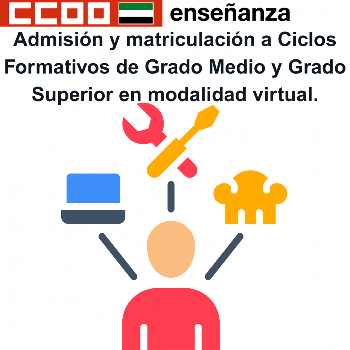 Admisión y matriculación a Ciclos Formativos de Grado Medio y Grado Superior en modalidad virtual.