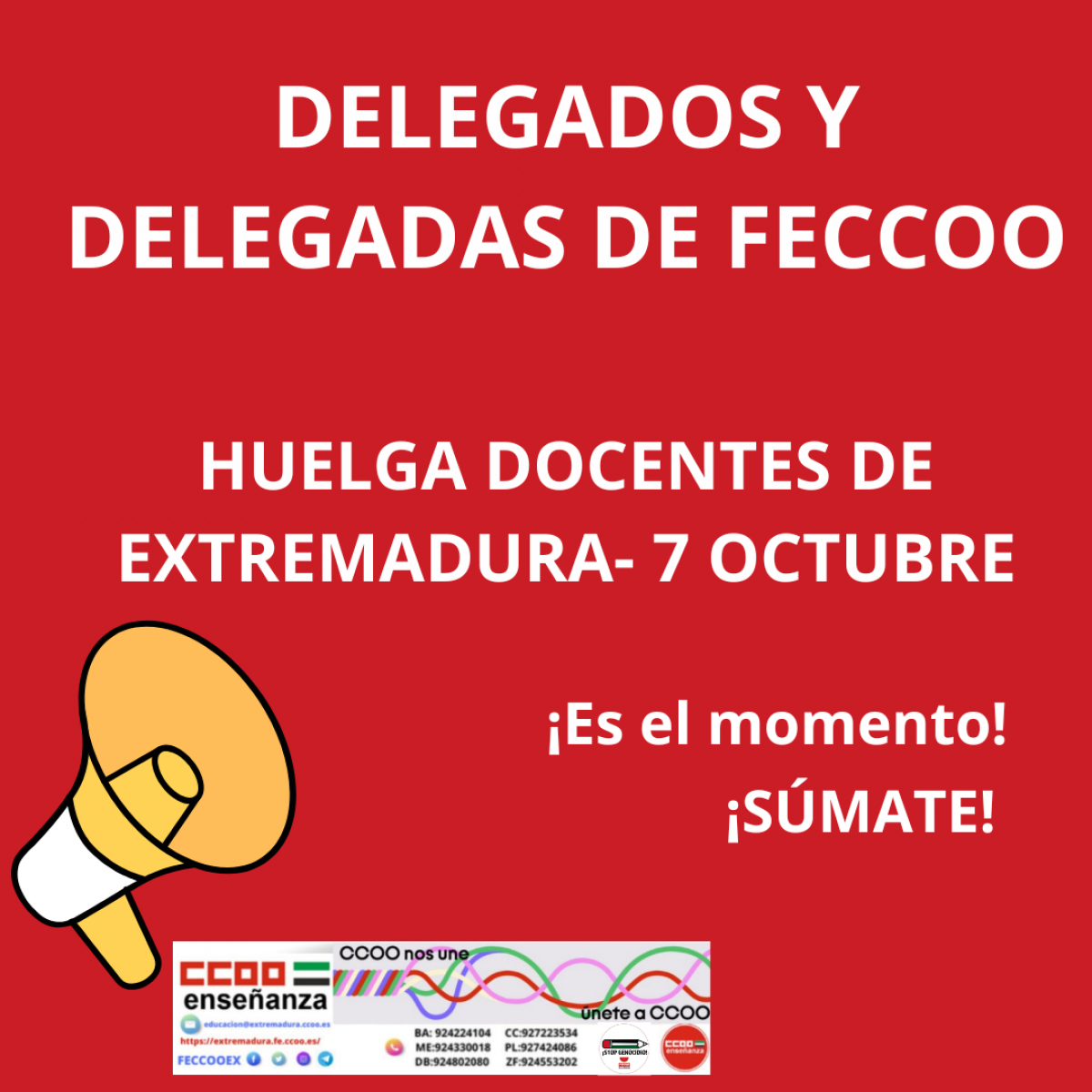 Delegados y delegadas de FECCOO Extremadura huelga 7 octubre