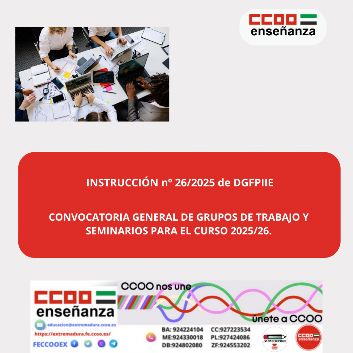 Convocatora de Grupos de trabajo y seminarios para el curso 2025/2026