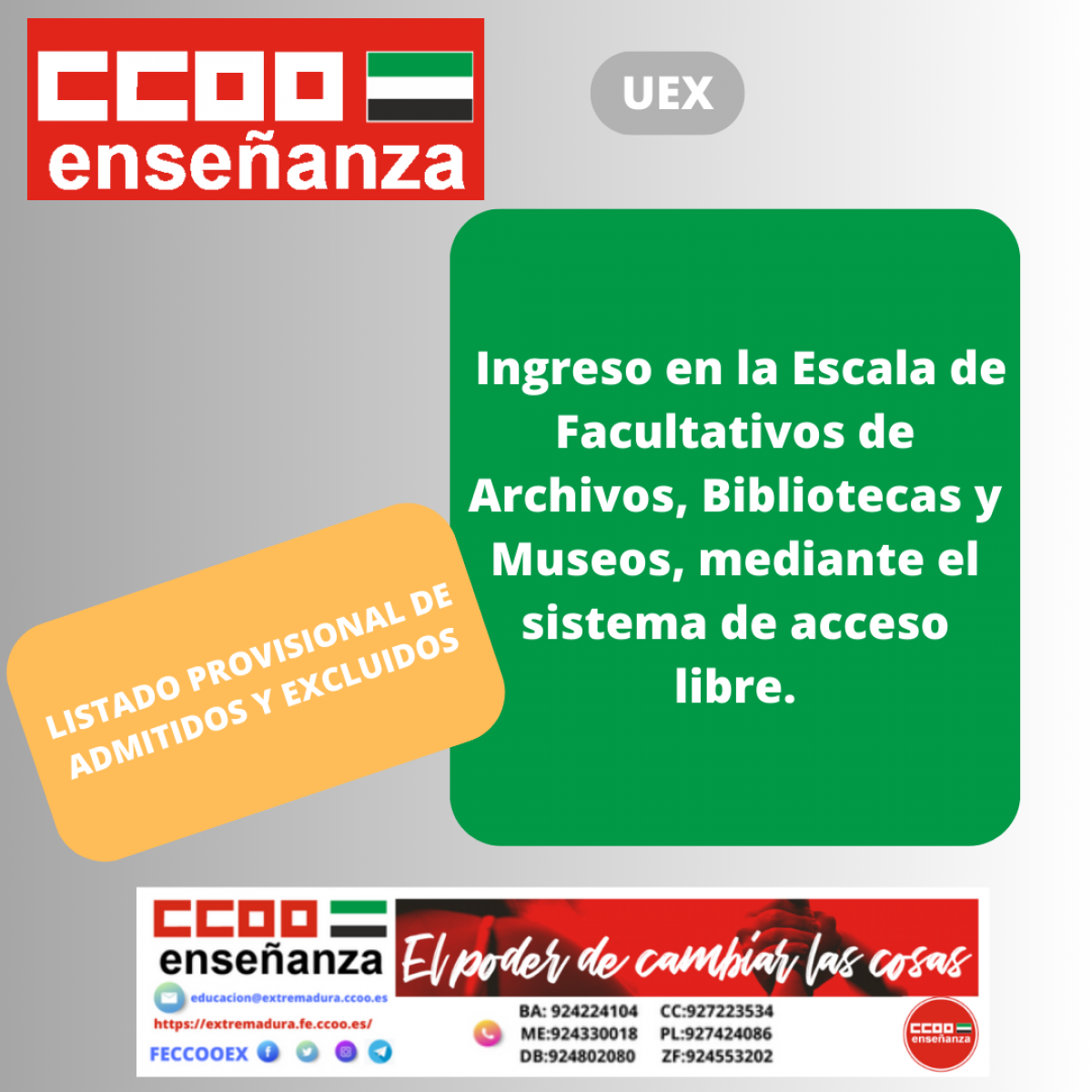 Listas Provisionales:  Escala de Facultativos de Archivos, Bibliotecas y Museos