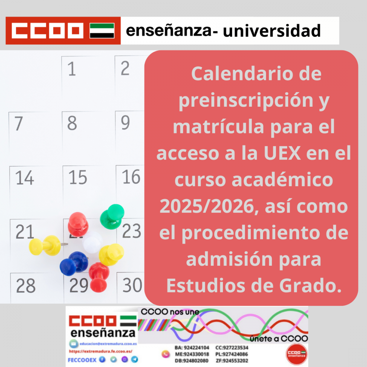 Calendario Admisin Uex