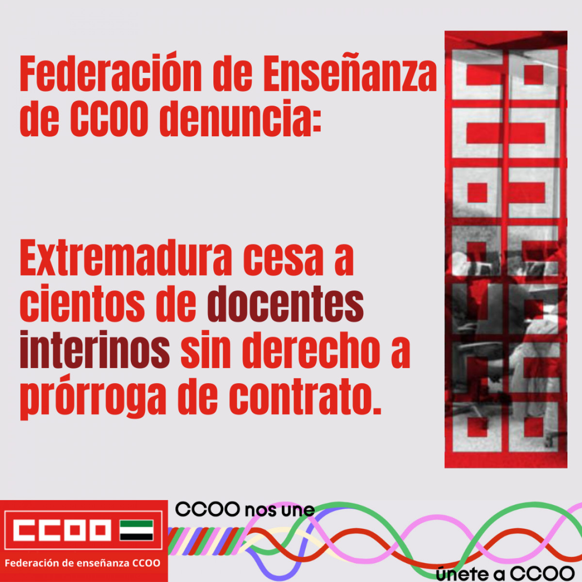 FECCOO denuncia el cese de cientos de docentes interinos sin derecho a prrroga de contratos