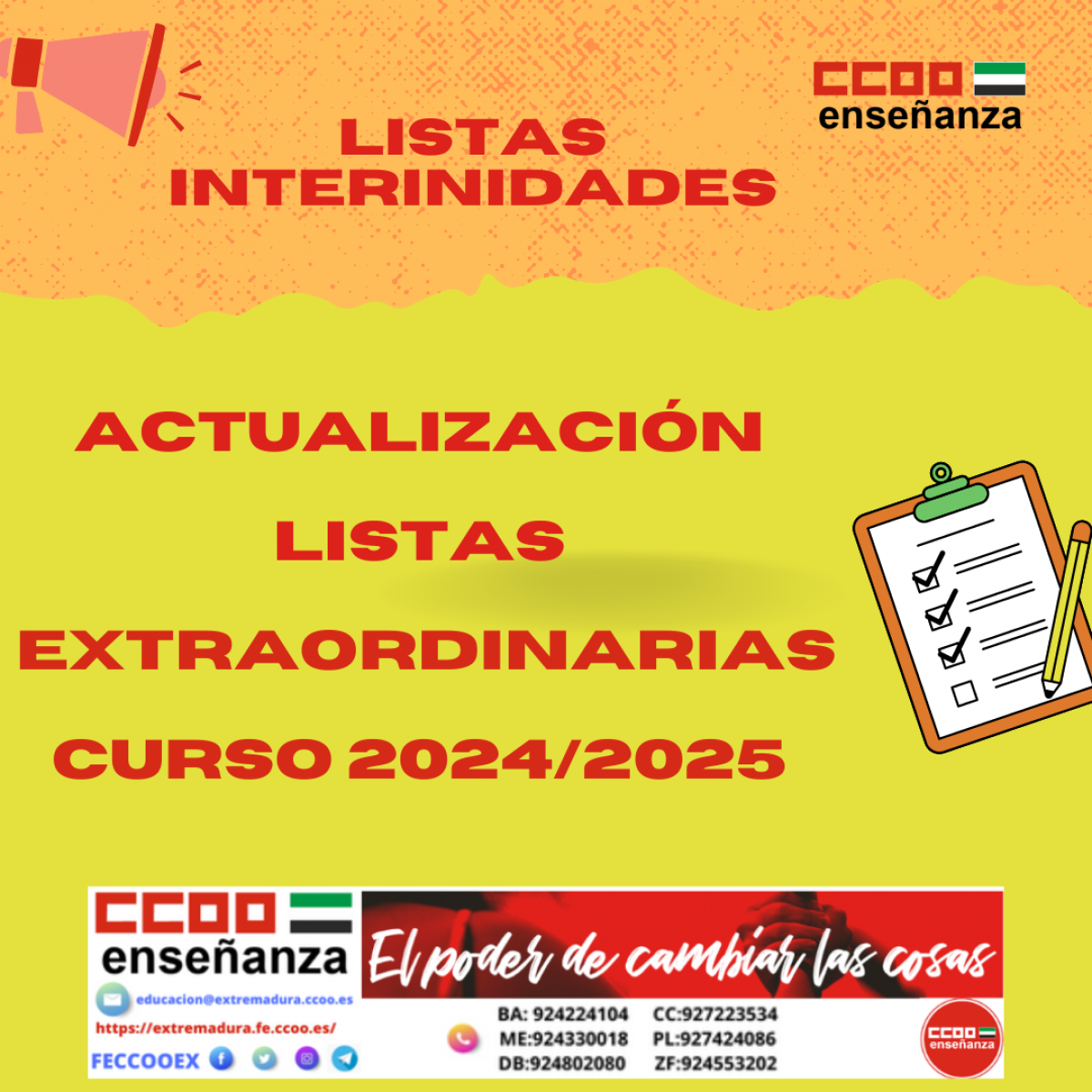 ACTUALIZACION LISTAS EXTRAORDINARIAS CURSO 2024-2025