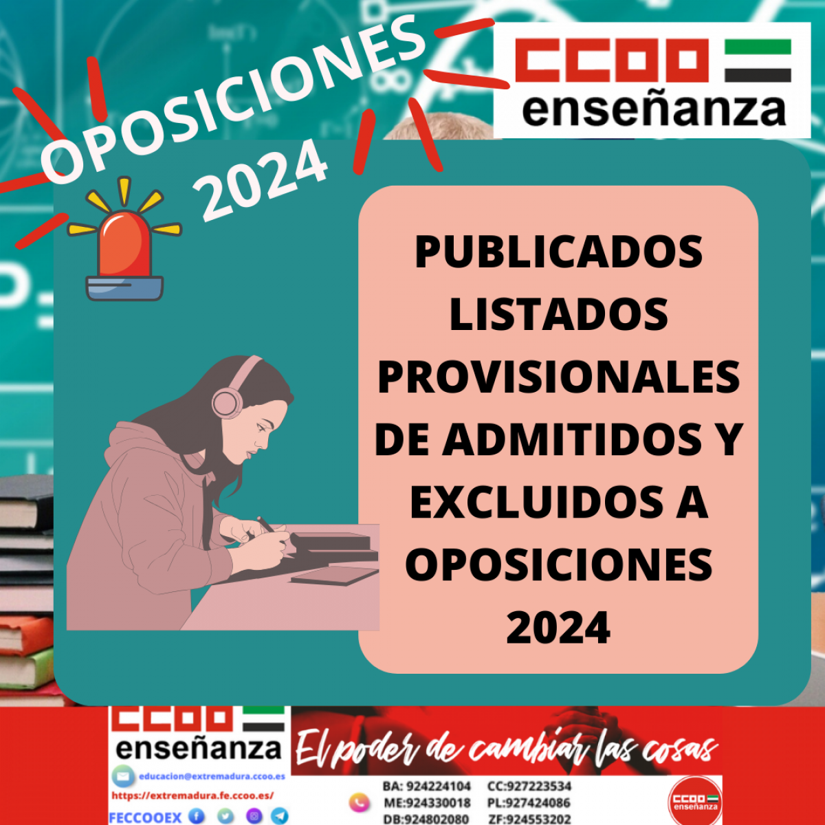 LISTADOS ADMITIDOS Y EXCLUIDOS PROVISIONALES PARA OPOSICIONES 2024