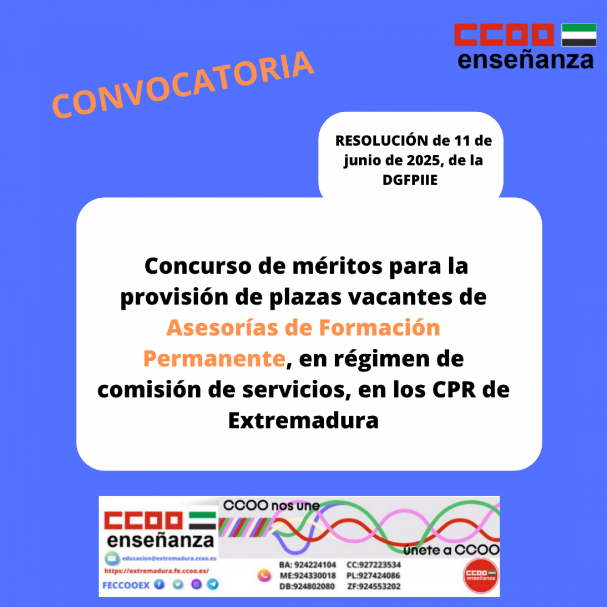 convocatoria asesorias Formacin permanente CPR