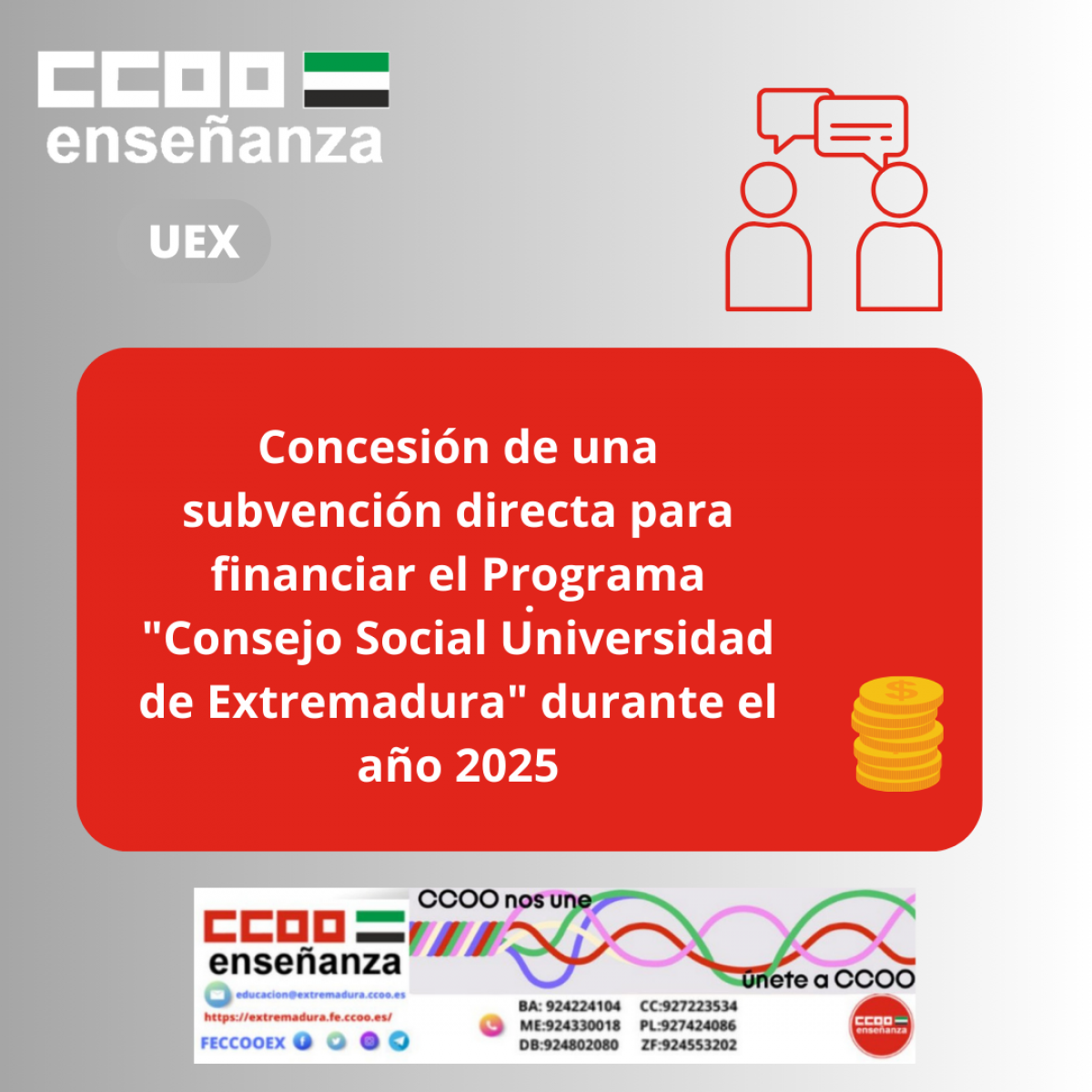 subvención Programa Consejo social Universidad de Extremadura