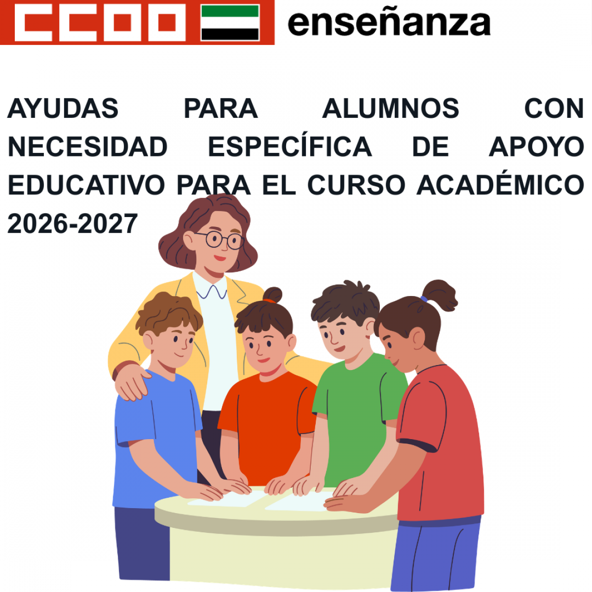 Ayudas para alumnos con necesidad específica de apoyo educativo para el curso académico 2026-2027.