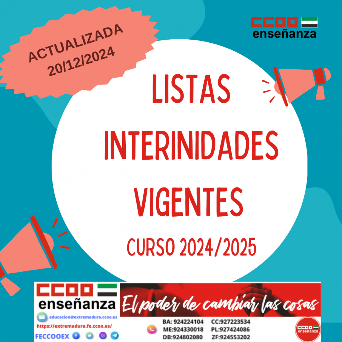 LISTAS INTERINIDADES VIGENTES ACTUALIZADAS 20/12/2024