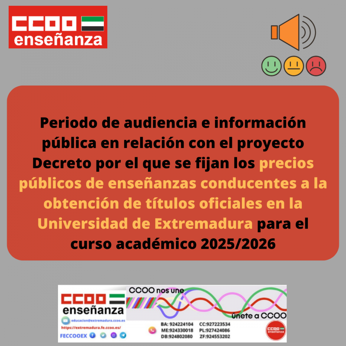 Proyecto de Decreto que fija precios pblicos UEX curso 2025/26