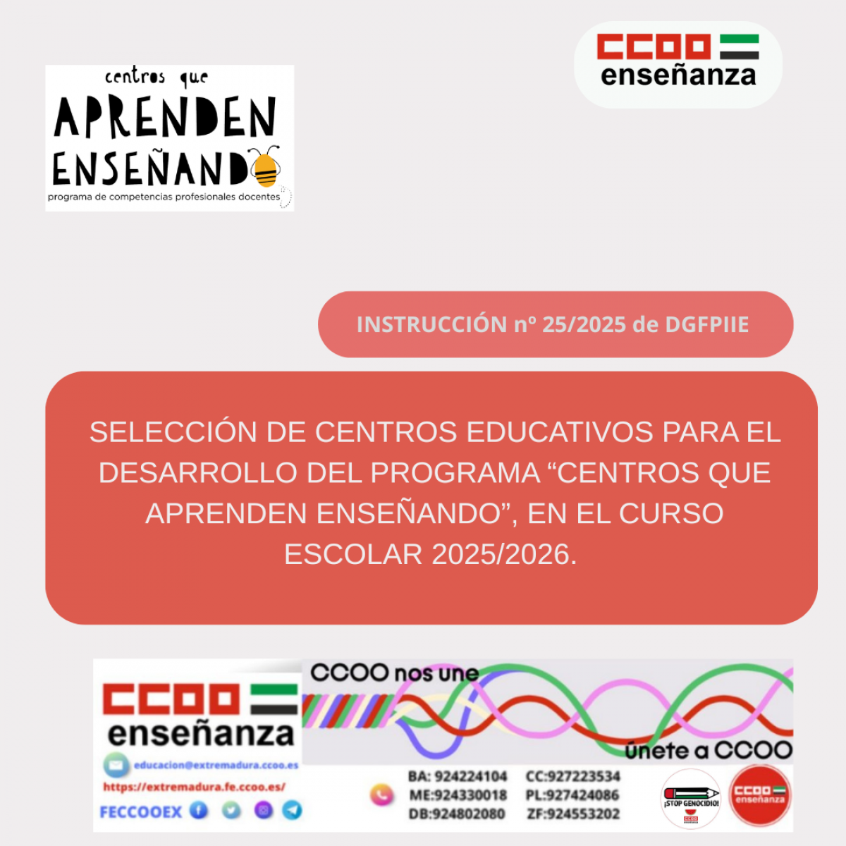 Selección de centros educativos para el desarrollo del programa " Centros que aprenden enseñando"