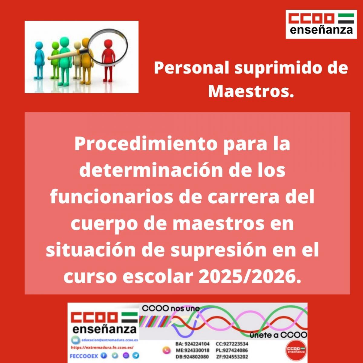 Situacin de supresin cuerpo de maestros. Curso 2022/2026