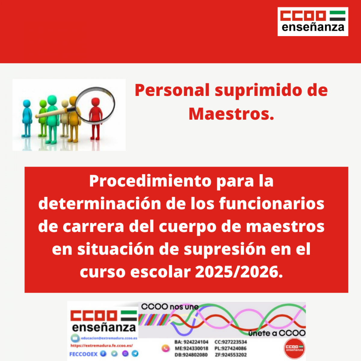 Procedimiento para maestros en situación de supresión