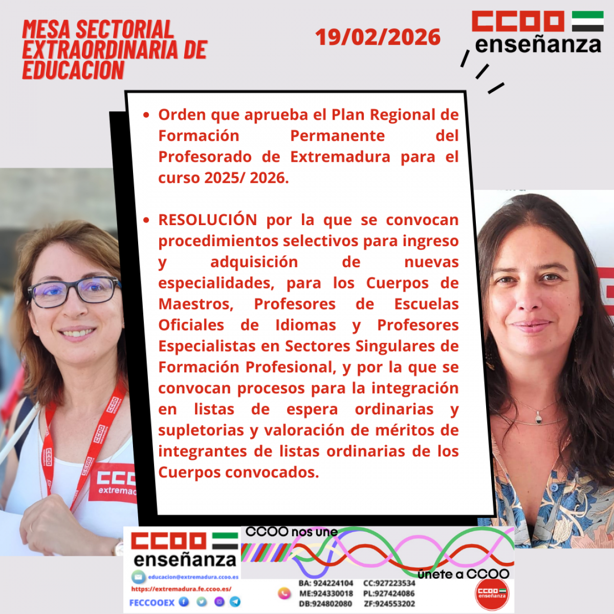 MESA SECTORIAL EXTRAORDINARIA 19/02/2026.