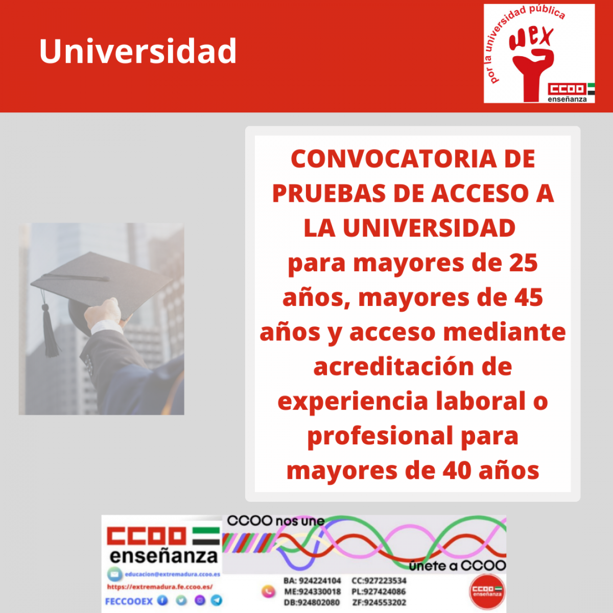 Convocatoria de acceso a la Universidad