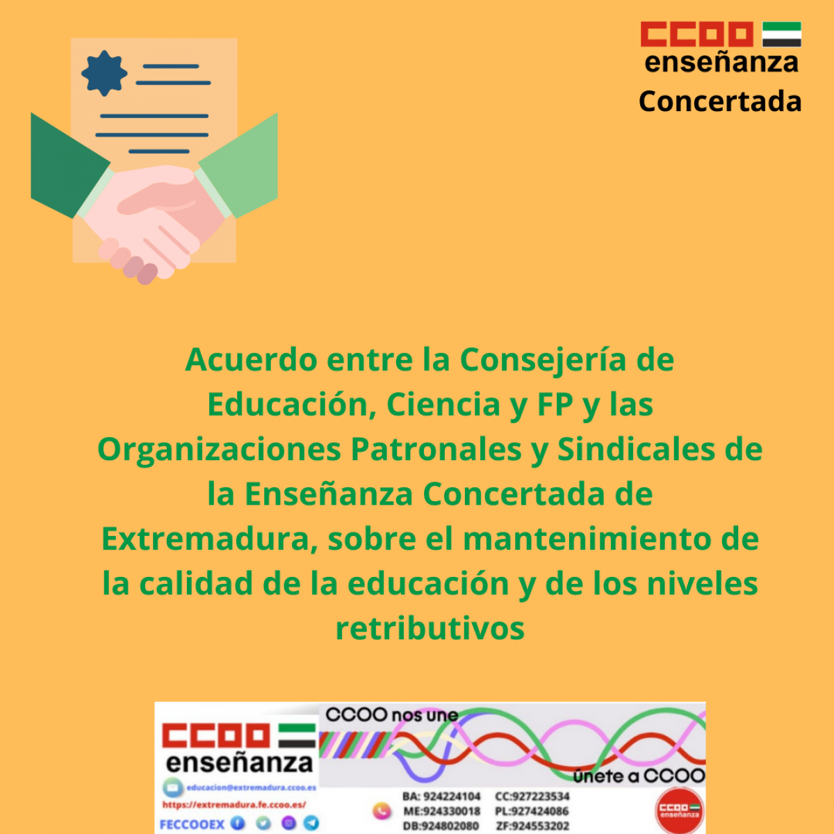 Acuerdo sobre la calidad de la educaicn y de los niveles retributivos