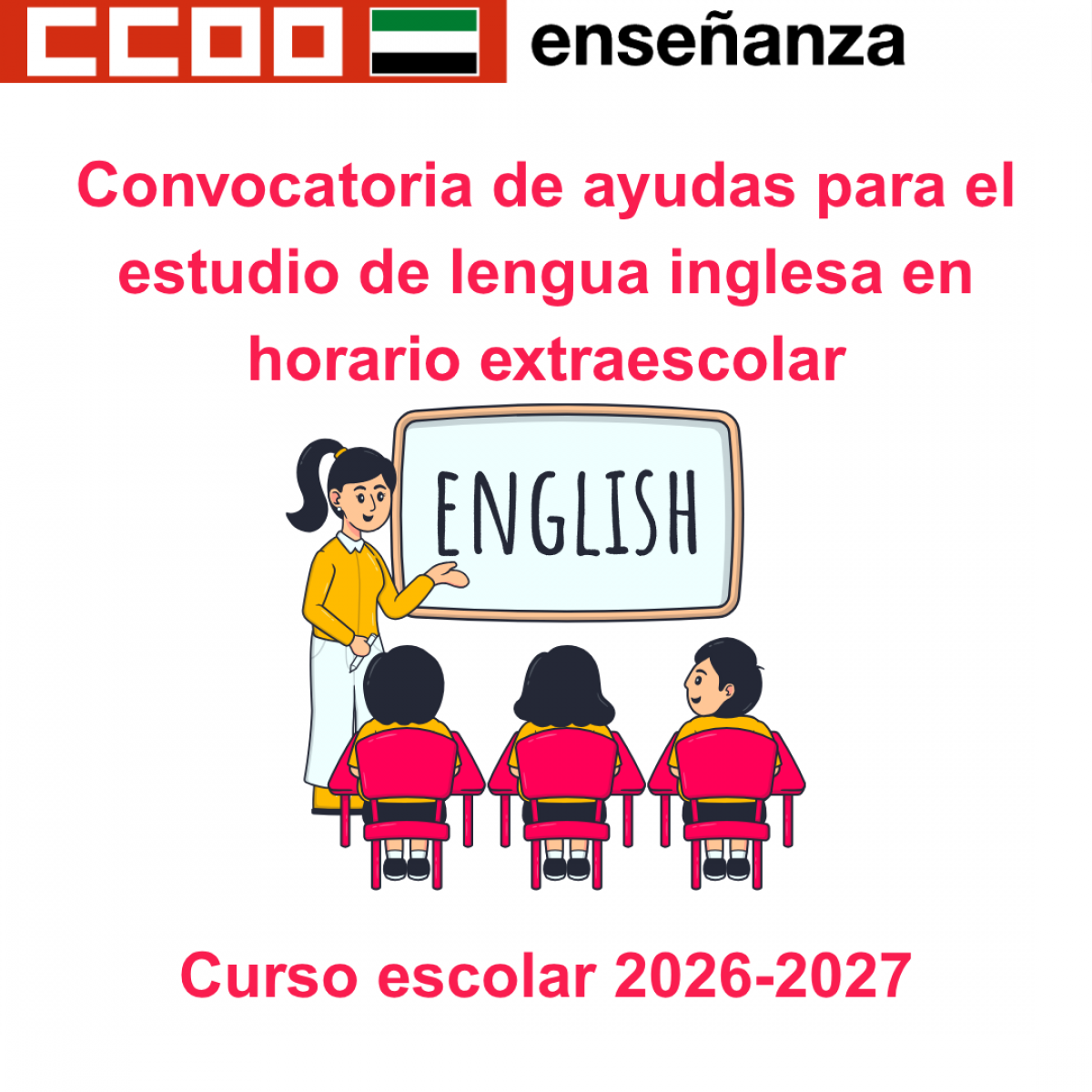 Convocatoria de ayudas para el estudio de lengua inglesa en horario extraescolar.