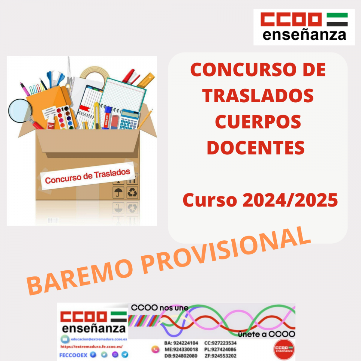 CONCURSO DE TRASLADOS . BAREMO PROVISIONAL 2024/2025