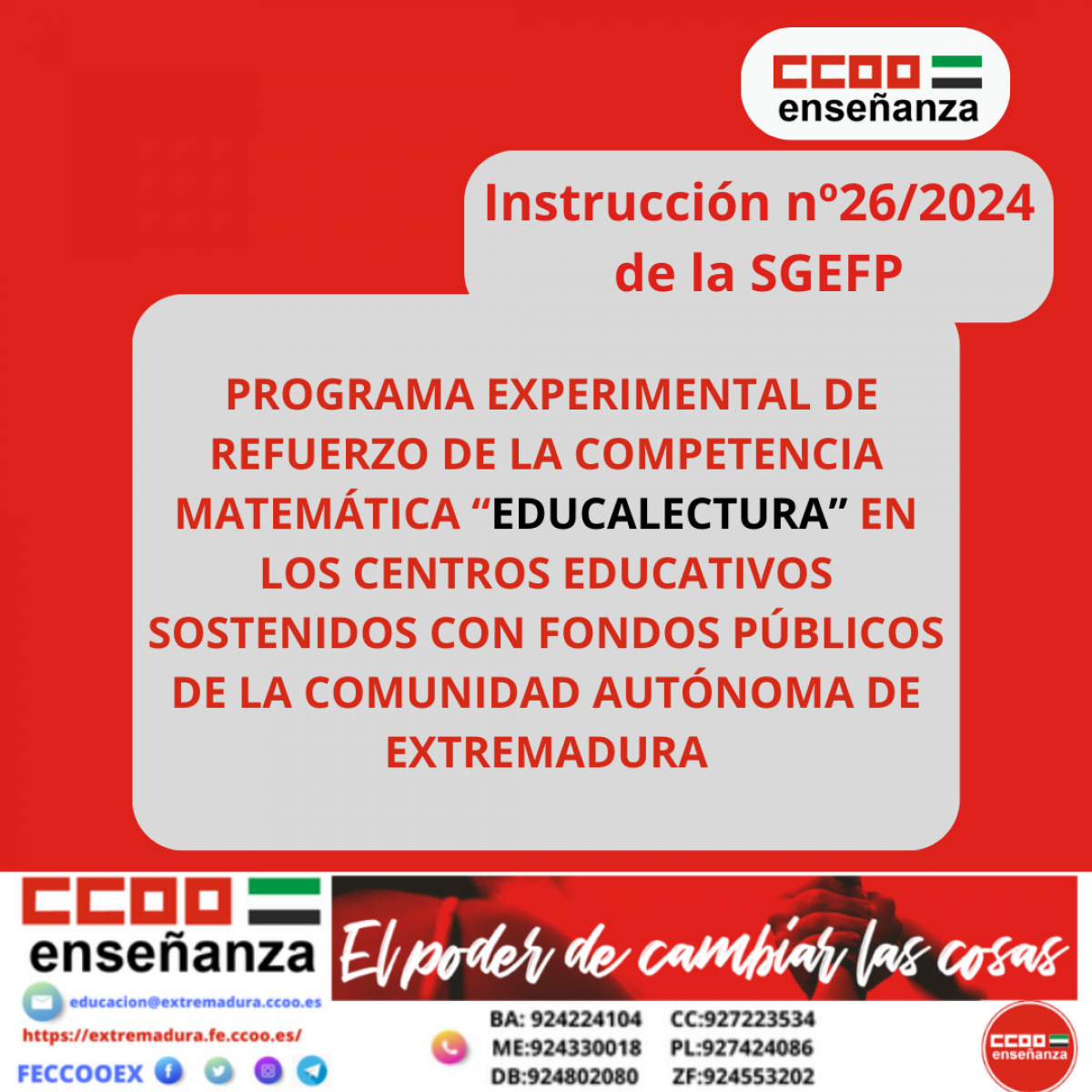 PROGRAMA EXPERIMENTAL DE REFUERZO DE LA COMPETENCIA LECTORA EDUCALECTURA EN LOS CENTROS EDUCATIVOS SOSTENIDOS CON FONDOS PBLICOS DE LA COMUNIDAD AUTNOMA DE EXTREMADURA.