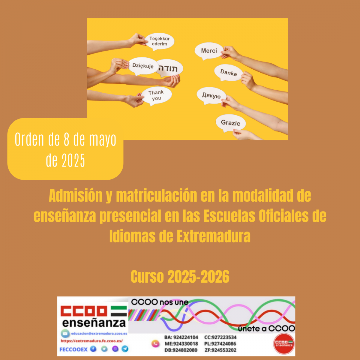 Orden que regula la admision y procedimiento EOI presencial