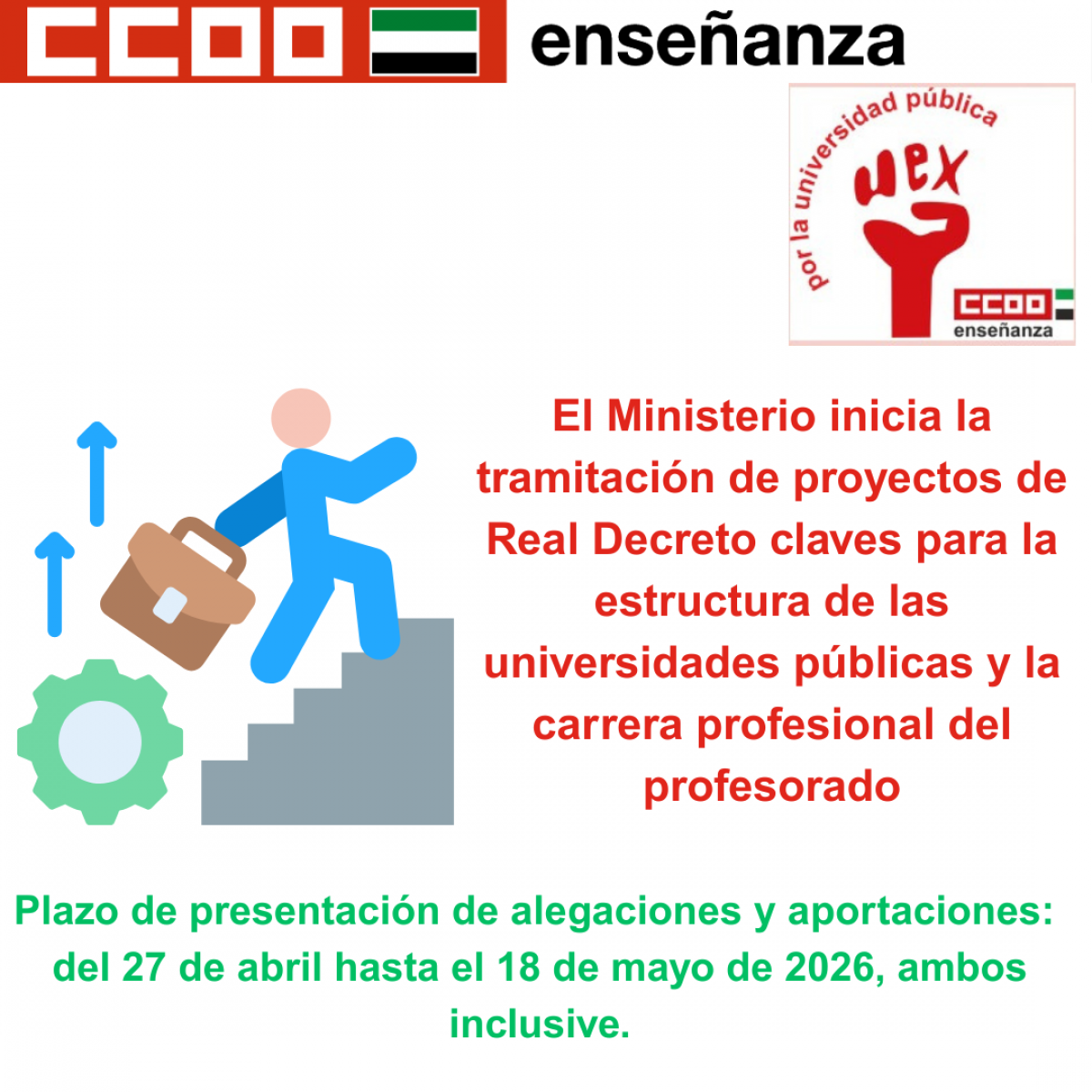 El Ministerio inicia la tramitación de proyectos de Real Decreto claves para la estructura de las universidades públicas y la carrera profesional del profesorado.